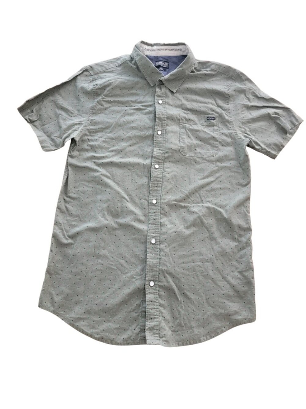 O'Neill Army Green Print Tailored Fit Button Down Collared Short Sleeve Shirt